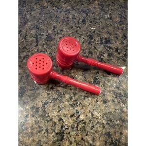 Vintage Red Plastic Gavel Salt and Pepper Shakers Judge Auctioneer - Novelty